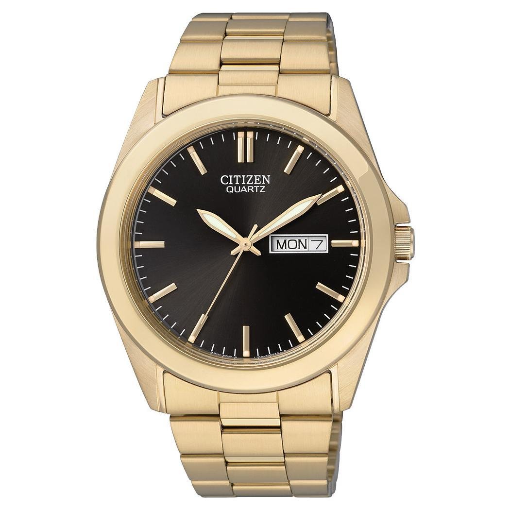 Reloj Citizen de cuarzo para hombre, acero inoxidable, clásico, tono dorado (Modelo: BF0582-51F)