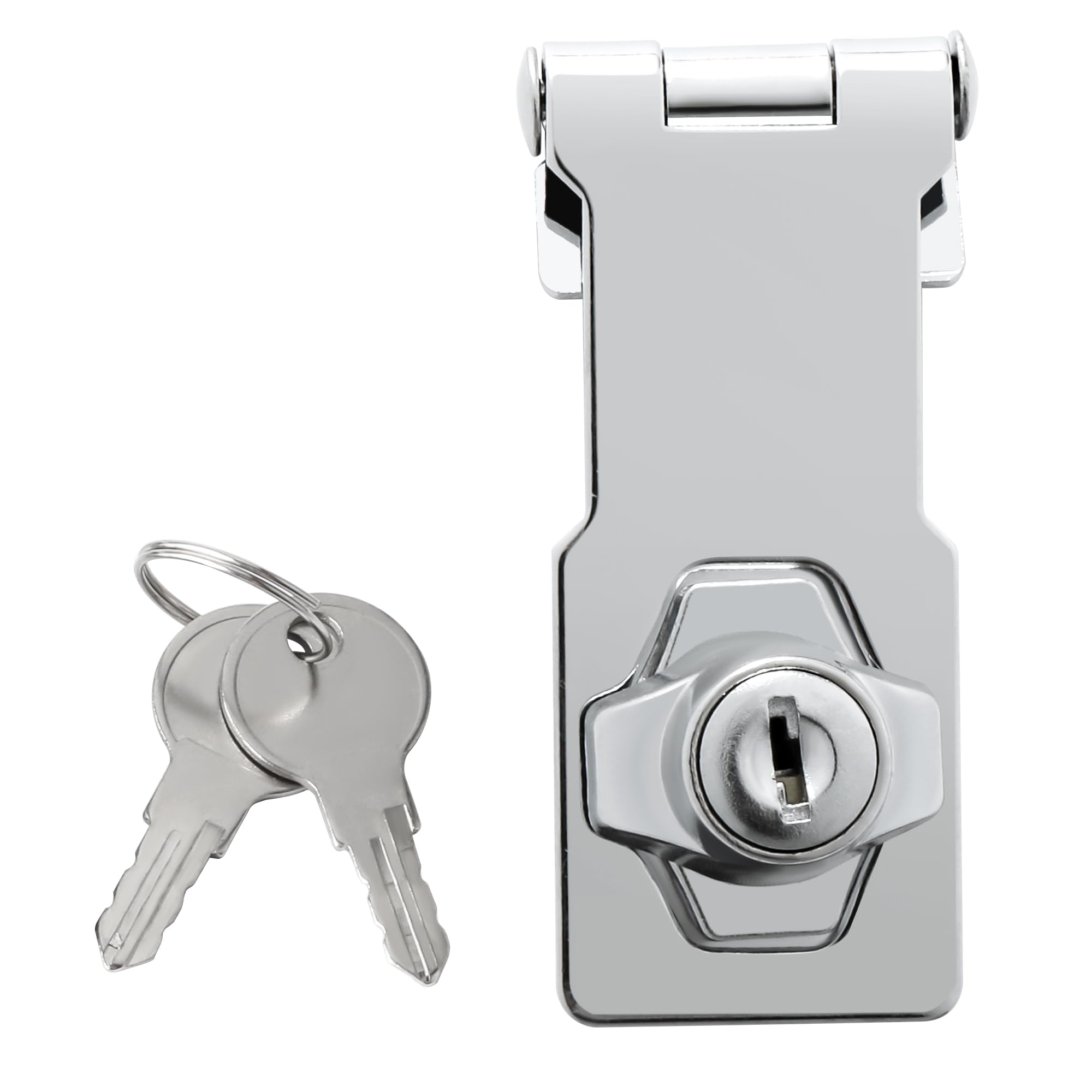 SAYAYO Shed Lock with 2 Keys, Keyed Hasp Door Lock Garden Gate Latch Bolt Security for Wooden Gates, 3 Inches Chrome Finished