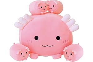 SQEQE Axolotl Plush Axolotl Stuffed Animal with 4 Babies in Her Tummy, Soft Cotton Plushies Animal Pillow Gifts for Kids(Pink