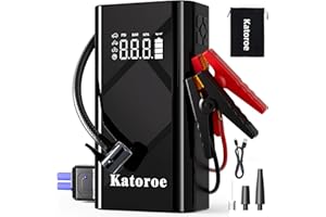 KATOROE Jump Starter with Air Compressor, 4000A Portable Car Battery Jump Starter (9.0L Gas/7.0L Diesel), 150PSI Tire Inflator 12V Battery Jumper Starter Portable Jump Box with Jumper Cables, LED Light