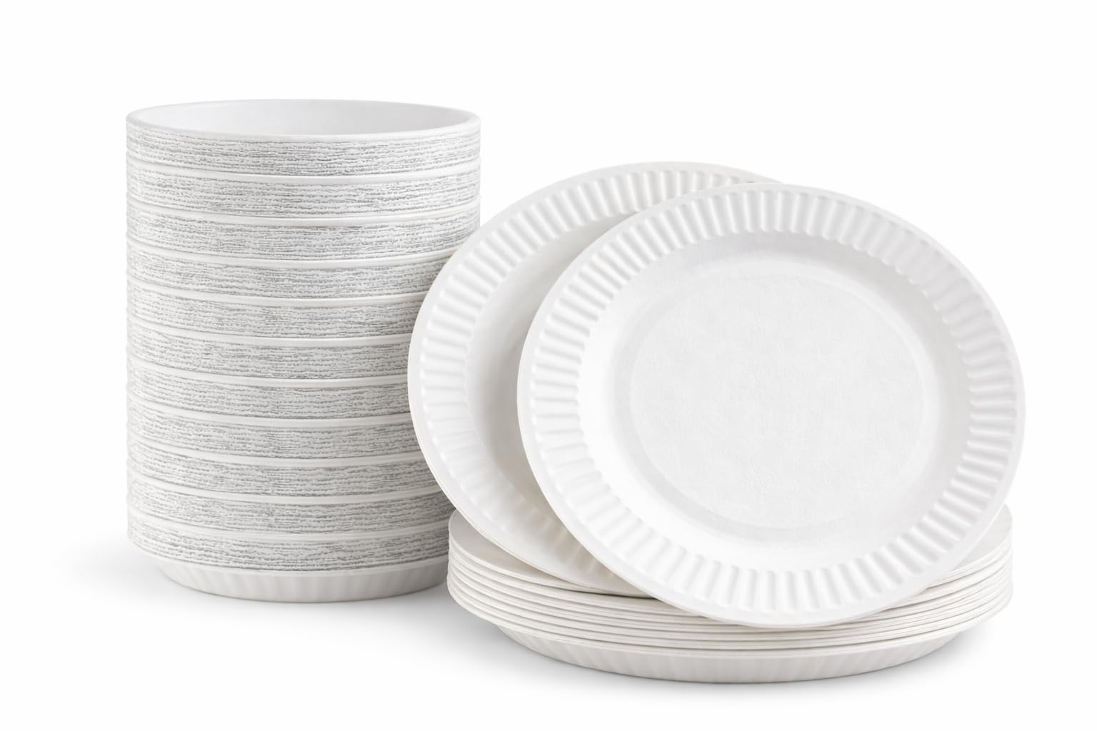 100 Pack of 9-inch Disposable Paper Plates, 18cm White Paper Plates Perfect for Everyday use, Ideal for BBQ's, Parties and Events.