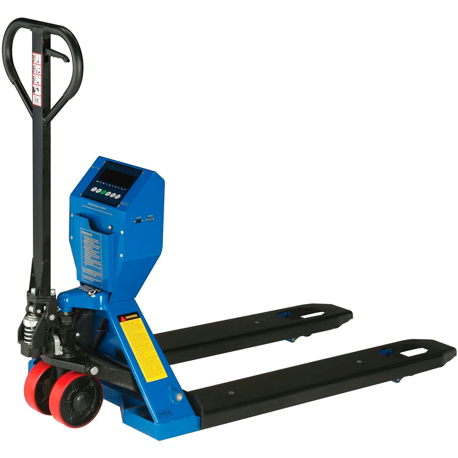 Photo 1 of Low Profile Pallet Jack Scale Truck with 27" W x 48" L Forks, 5000 Lb. Capacity, Manual Duty Truck for Warehouse, Manufacturing and Loading Docks