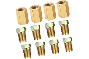 DACUAN Brake Line Fittings - 4 Metric 3/16 Brake Line Union+8 Nuts Fit for Inverted/Double Flares Brake Line Tube,Brake Line 