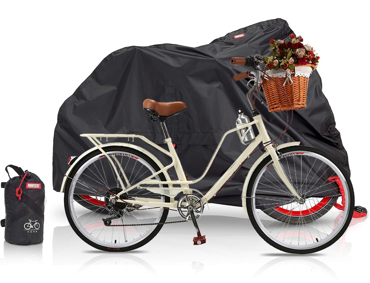 BARTSTR Bike Cover, Waterproof Bicycle Cover for Indoor and Outdoor Storage, 210D Oxford Fabric Anti Dust Rain with Lock Holes and Portable Storage Bag (XL)