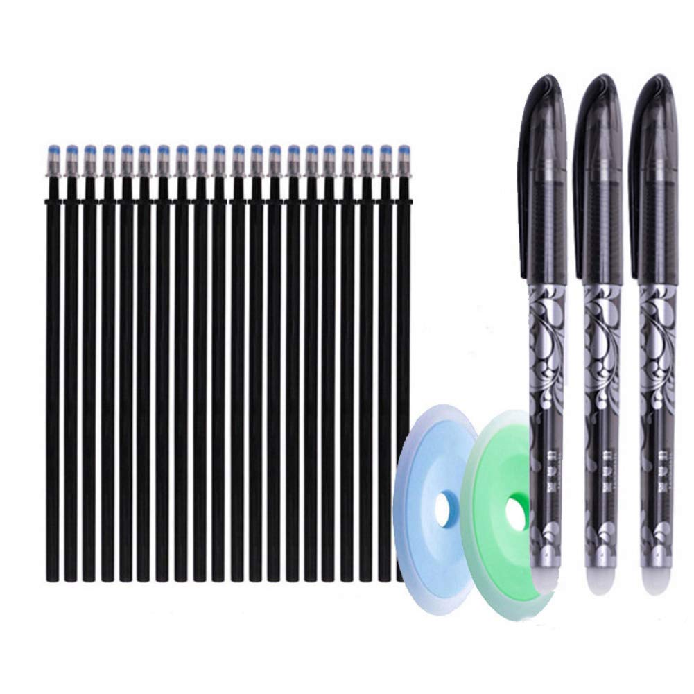 25Pcs Black Gel Pen Erasable Refills Set Rod 0.5mm Ink Washable Handle Ballpoint Pens Rollerball Pens for Kids Adults Students Study Gift School Office Stationery