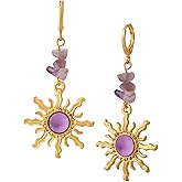 Sacina Boho Celestial Sun Crystal Hoop Earrings, Boho Hippie Earrings, Summer Jewelry, Christmas Jewelry Gift For Women