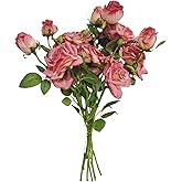 XYElite Lifelike Artificial Silk Rose Bouquet - Fake Flowers for Vase Arrangements, Cute Artificial Flower Bouquets, Elegant Table Centerpieces, Realistic Home & Wedding Décor (3, Red)