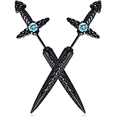 Hisatan Sword Earrings for Men Women, Stainless Steel Gothic Dagger Celtic Knot Irish Studs Earrings, Cool Punk Hip Pop Cubic Zirconia Dangle Goth Screw Spike Earring Jewelry