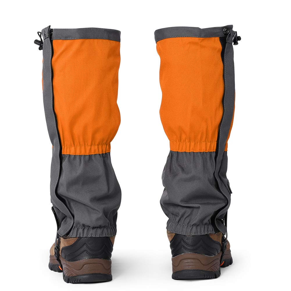ciciglow Leg Gaiters, Snow Boot Gaiters Windproof and Waterproof Shoe Gaiters for Hiking, Walking, Hunting, Mountain Climbing and Snowshoeing (Orange)