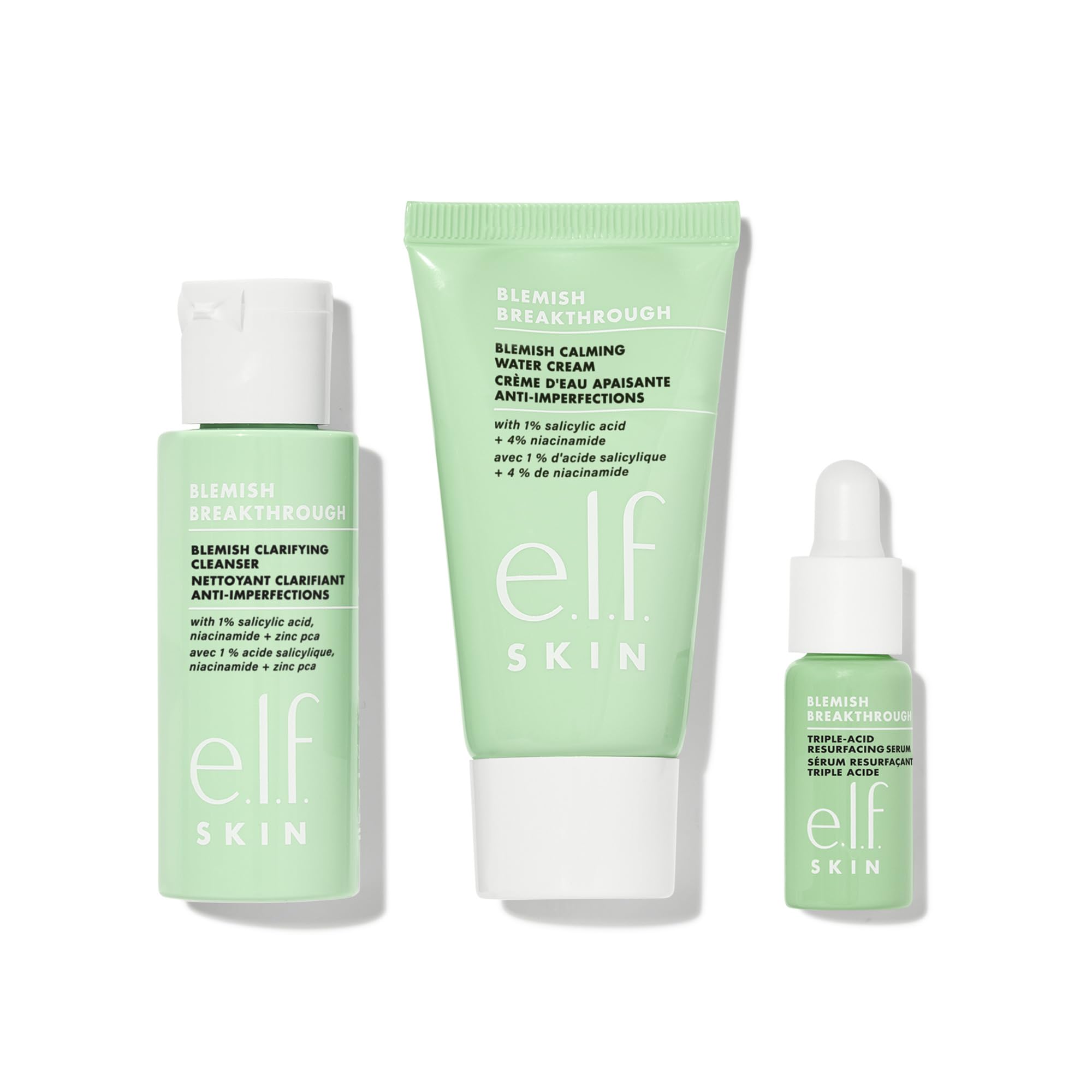 e.l.f. Skin Blemish Control Basics, 3-Step Travel Size Acne Skincare Routine For Clear Skin, Soothes & Evens Out Skin Tone, 30 mL + 4.2 mL + 15g, 4.20 g (Pack of 1), Pack of 1