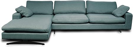 Meubletmoi Canapé Dangle Gauche Tissu Bleu Turquoise Plume