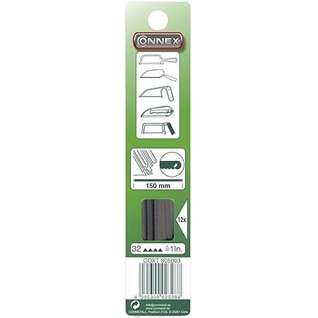 Connex COXT805003 Ersatzsägeblätter für Schnitte in Metall, 32 Zähne pro Zoll, Länge 150 mm, 12 Stück