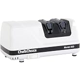 Chef'sChoice Professional Electric Knife Sharpeners FlexHone/Strop With 100-Percent Diamond Abrasives And Precision Angle Guides For 20-Degree Straight-Edge and Serrated Knives, 2-Stage, White