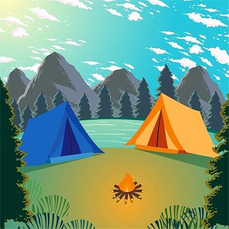 Scarica Gratis Images Buenn 5x5ft Camping Plein Air Photo Toile Fond Dessin Anime Foret dernière salutations