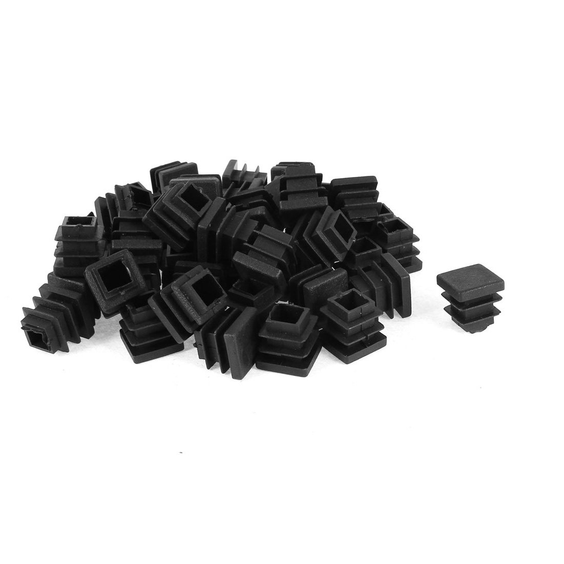 sourcingmap® Plastic Blanking End Cap Square Tube Insert 16mmx16mm 50 Pcs Black