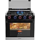 CAMPLUX Elite 21-Inch RV Stove Oven Combo with Flame Failure Protection, 1.8 Cu.ft RV Propane Oven with 3 Burners Cooktop, 28