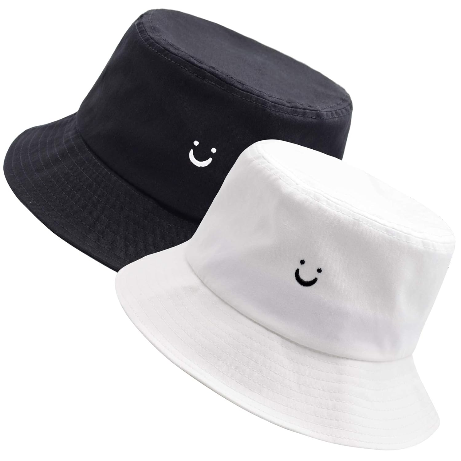 Smile Face Bucket Hat Summer Travel Bucket Beach Sun Hat Embroidery