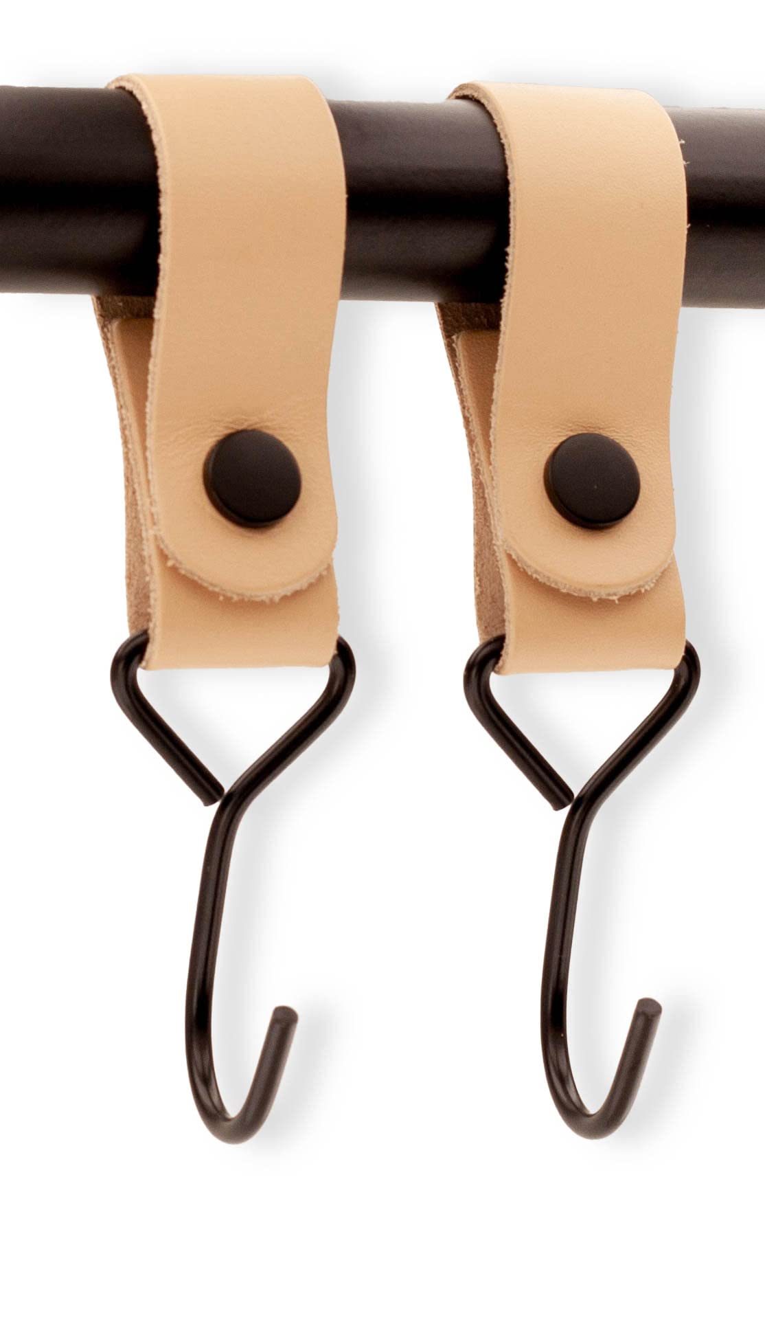 Brute Strength - Multifunctional Hook with Leather Loop - Naturel - 2X - Clothes Hooks Coat Hooks Camping Hooks Leather