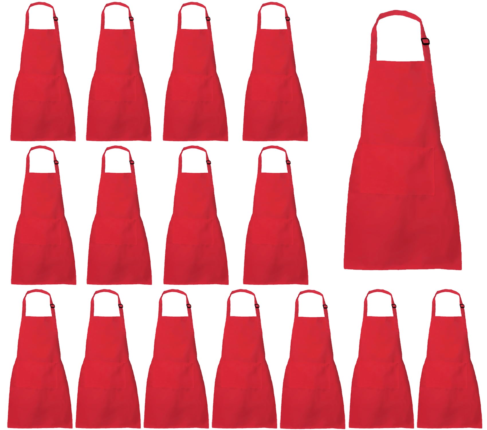 XIEJINJIA 16 Pack Kids Waterproof Apron with Pockets Adjustable Children Aprons Chef Artists Child Kitchen Cooking Baking Painting Craft (Red)