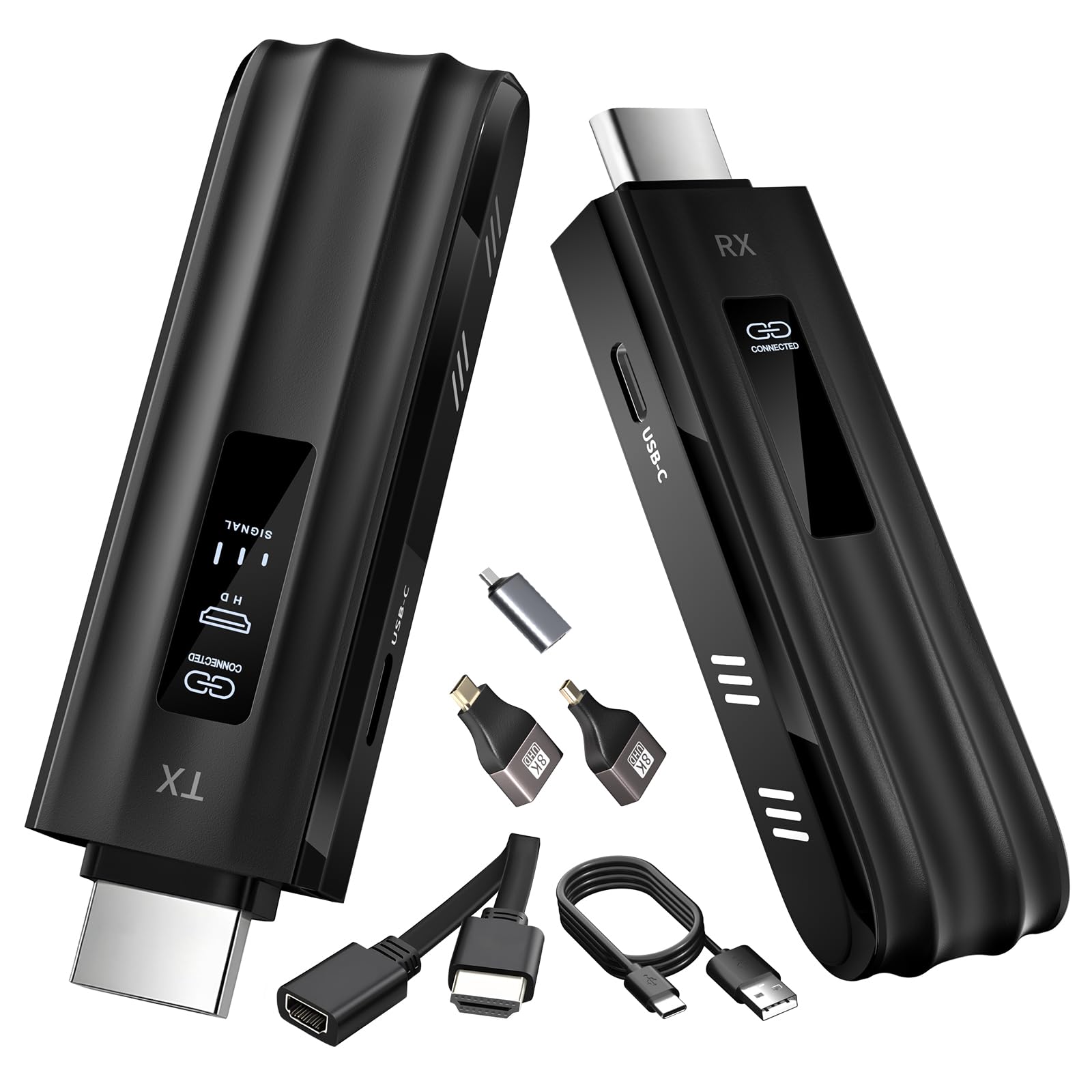 Wireless HDMI Transmitter and Receiver,2025 Upgraded LED Display,4K Decode & 1080P Output,Plug and Play Portable 2.4G/5G Wireless HDMI Extender,Compatible with PC/Laptop/Camera/HDTV/Projector/TV Box