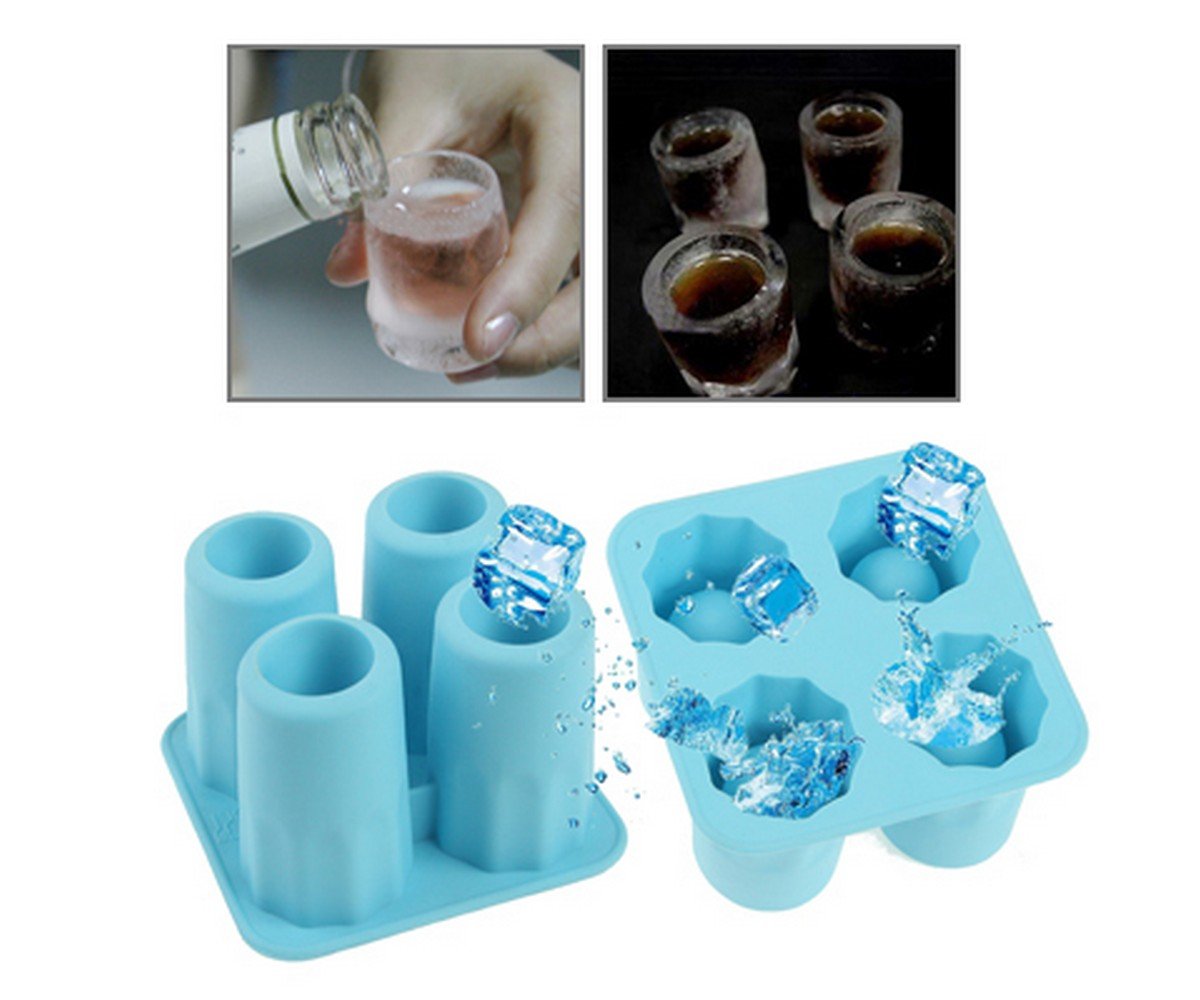 Ice Shot Glass Maker Mould - Make Shot Glasses out of Chocolate, Ice or Juice for Birthdays, Christmas, Parties, Weddings, Events, Drinking Games - Novelty Gift (Colour Chosen at Random)
