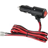 SPARKING 12Volt Replacement Cigarette Lighter Male Plug with Toggle Switch - 3FT 12V Fused DC Car 15amp Cigarette Male Plug w
