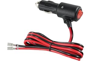 SPARKING 12Volt Replacement Cigarette Lighter Male Plug with Toggle Switch - 3FT 12V Fused DC Car 15amp Cigarette Male Plug w