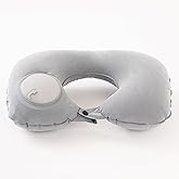 Portable Inflatable Travel Neck Pillow - Airplane Neck Pillow for Flights, Compact Travel Pillow with Adjustable Neck Support for Cars & Trains