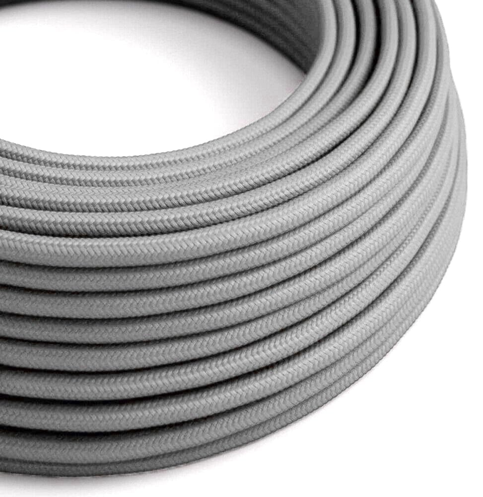 5 Meter Grey Fabric Wire Lamp Vintage 2 Core Round Electric Cable Fabric Covered Cables Italian Braided 0.75 mm Electrical Cable Flexible Wire for Lighting Other Appliances