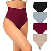 FallSweet Ultra High Waisted Thong No Show Underwear for Women High Rise Panty Pack