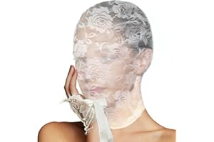 SRLLBBY Floral Lace Full Face Mask, Wrist Cuff, Hair Bibbon for Photography Halloween Cosplay DIY Enthusiasts