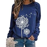 Chvity Fall Womens Crewneck Sweatshirts Faith-Hope-Love Daisy Print Shirts Casual Long Sleeve Pullover Tops