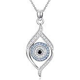 PEIMKO Evil Eyes Necklace for Women 925 Sterling Silver Turkish Protection Third Evil Eyes Pendant Necklace