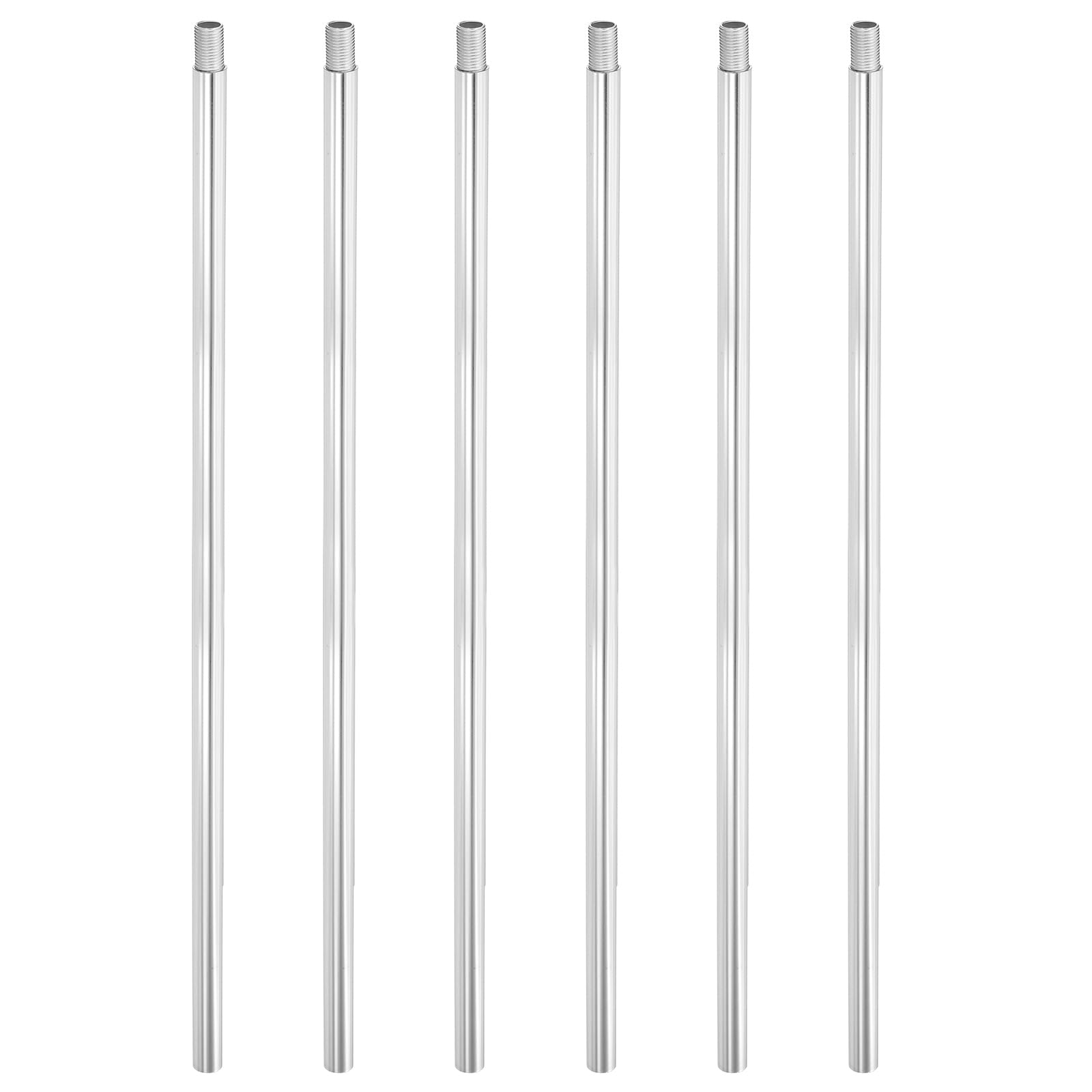 PATIKIL Threaded Extension Rod, 6 Sets 12" M10 x 1mm Fine Thread Lamp Pipe with Lamp Pipe Nipples for Pendant Light Island Lighting Chandeliers Stems, Silver Tone