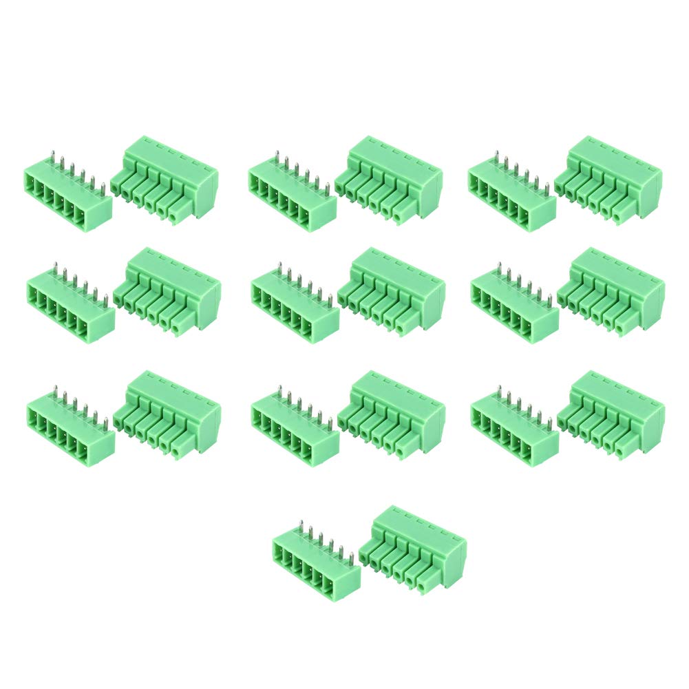 BORDSTRACT Mount Screw Terminal Block Connector Din rail adapter Screw Terminal Block Kit 10 Pairs 6-Pin 3.81mm Pitch for Electronic Devices