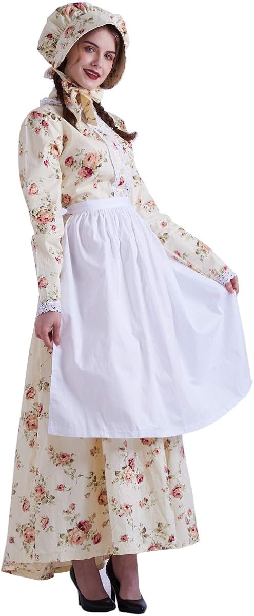 GRACEART Women's Pioneer Woman Costume Colonial Dress 100% Cotton: Clothing