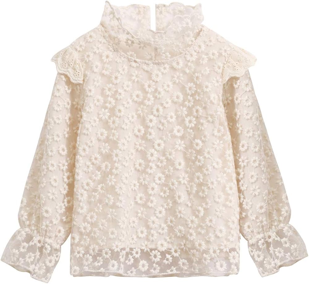 White Lace Blouses for Girls || Toddler Baby Tops Shirt for Little Girls: Clothing