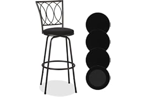 Deisy Dee 4PCS Round Bar Stool Seat Covers Stretch Round Chair Covers for 13-16 Inch Stool Chair (Black)