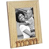 Isaac Jacobs Natural Wood Sentiments Mom Picture Frame, 4x6 inch, Photo Gift for Mother, Family, Display on Tabletop, Desk (Natural)