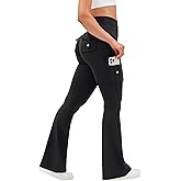 OLCHEE Womens Yoga Pants Flare Leggings with Cargo Pockets Scrunch Butt Lifting High Waist Tummy Control Gym Workout Bootcut