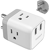India Plug Adapter, TESSAN 5 in 1 Nepal Travel Adapter Plug with 3 US Power Outlets and 2 USB Charging Ports, US to India Ban
