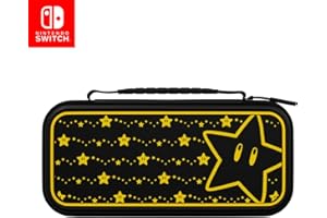 PDP Nintendo Switch Travel Case Plus GLOW with Wrist Strap, Built-in Stand & Game Storage Pockets, Officially Licensed for Switch Lite/OLED: Mario Super Star (Glow in the Dark)