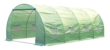 Outsunny Gewächshaus Folien Foliengewächshaus Treibhaus Frühbeet Pflanzenhaus Tomatenhaus 600 x 300 x 200 cm, Tonne Grün