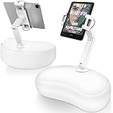 AboveTEK Tablet Pillow Stand for Bed, Hands-Free 360° Adjustable iPad Pillow Holder for Lap Reading w/Soft Bean Bag, Ideal Gift for Mom, Fits 4.7" to 12.9" Tablet, Phone, Kindle, White