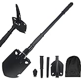 Folding Shovel Portable 32IN with Car Safety Hammer and Extended Handle 50# High-Carbon Steel Entrenching Tool Survival Shove