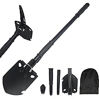 Folding Shovel Portable 32IN with Car Safety Hammer and Extended Handle 50# High-Carbon Steel Entrenching Tool Survival Shove