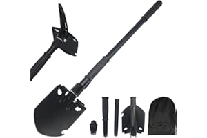 Folding Shovel Portable 32IN with Car Safety Hammer and Extended Handle 50# High-Carbon Steel Entrenching Tool Survival Shove