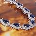EVER FAITH CZ September Birthstone Elegant Tear Drop Necklace Earrings Bracelet Set Blue Sapphire-Color