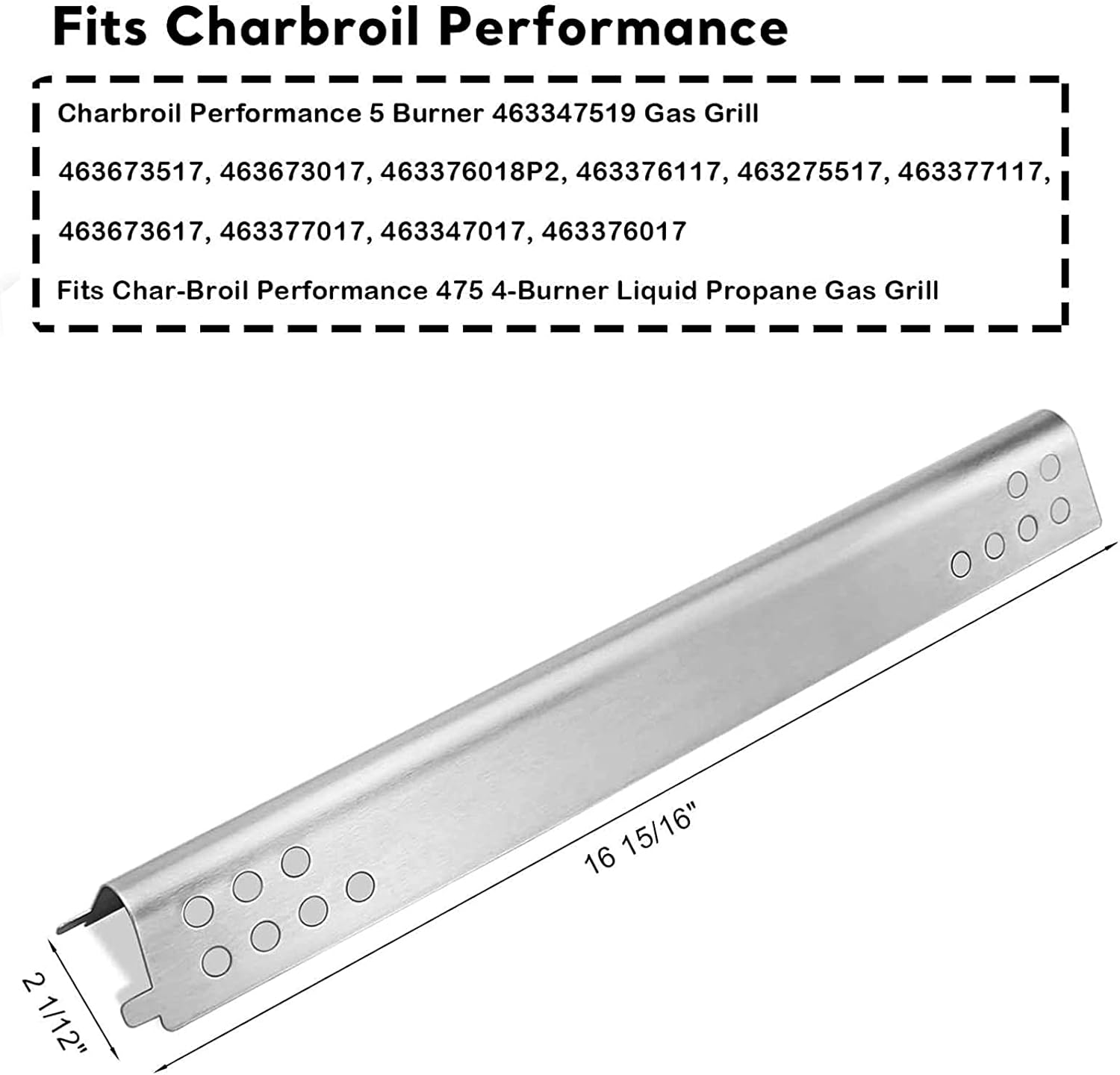 Uniflasy Replacement Parts Kit for Charbroil Performance 5 Burner 463347519, 475 4 Burner 463347017, 463673017, 463376018P2, Heat Plate Tent Shield, Grill Burner Pipe, Adjustable Crossover Tube : Garden & Outdoor