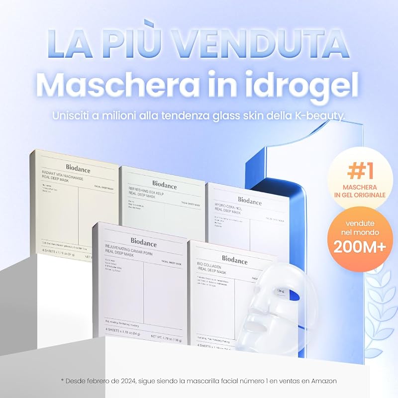 Hydro Cera-nol Real Deep Mask, Maschera Viso Notturna in Hydrogel, Idratante e Lenitiva, Riduce Arrossamenti e Calma Rapidamente la Pelle, K-Beauty, 34g x 4 Pezzi